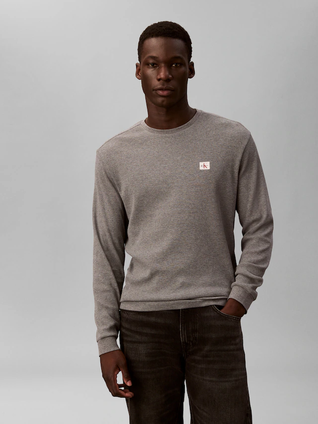 Calvin Klein Jeans Langarmshirt »LS WAFFLE BADGE CREWNK TEE« Mit Rundhalsausschnitt