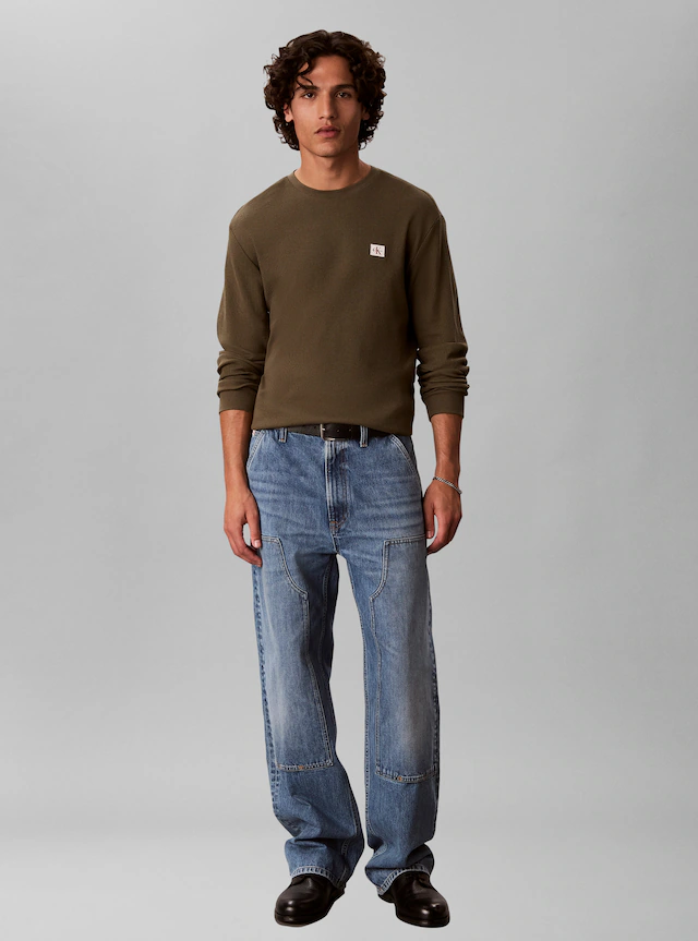 Calvin Klein Jeans Langarmshirt »LS WAFFLE BADGE CREWNK TEE« Mit Rundhalsausschnitt