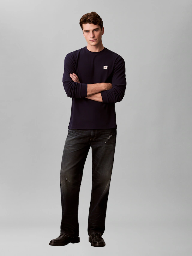 Calvin Klein Jeans Langarmshirt »LS WAFFLE BADGE CREWNK TEE« Mit Rundhalsausschnitt