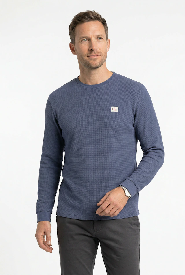 Calvin Klein Jeans Langarmshirt »LS WAFFLE BADGE CREWNK TEE« Mit Rundhalsausschnitt