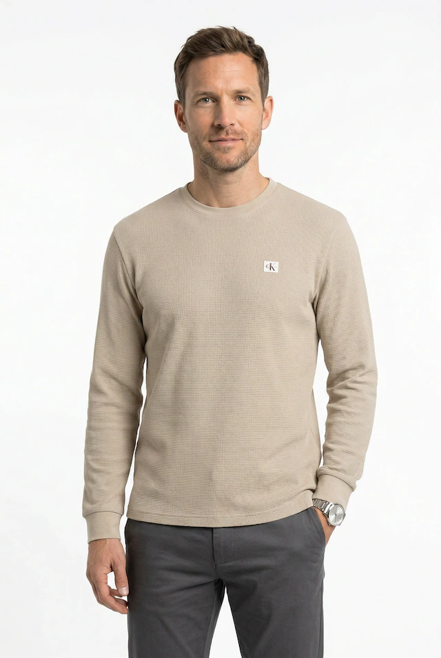 Calvin Klein Jeans Langarmshirt »LS WAFFLE BADGE CREWNK TEE« Mit Rundhalsausschnitt