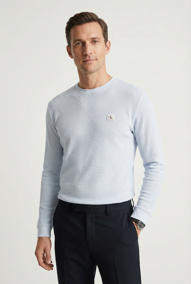 Calvin Klein Jeans Langarmshirt »LS WAFFLE BADGE CREWNK TEE« Mit Rundhalsausschnitt
