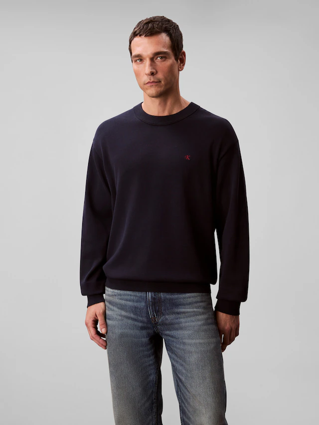 Calvin Klein Jeans Strickpullover »LS EZ COTTON CREWNK SWEATER 12GG« Mit Rundhalsausschnitt