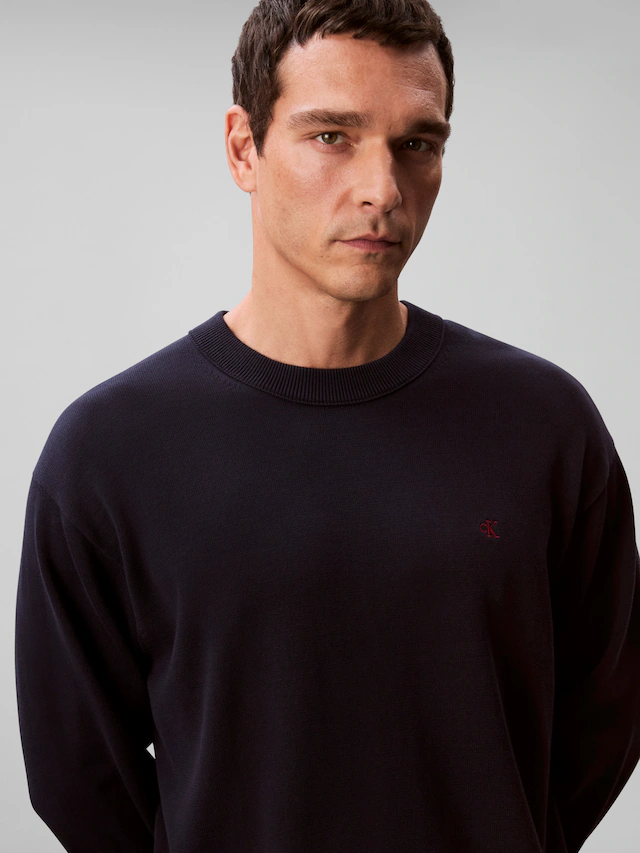 Calvin Klein Jeans Strickpullover »LS EZ COTTON CREWNK SWEATER 12GG« Mit Rundhalsausschnitt