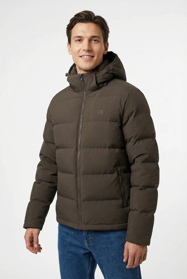 Calvin Klein Jeans Steppjacke »LS NYLN ZP OFF HD DW« mit Kapuze Kapuze, Regular Fit, warm wattiert