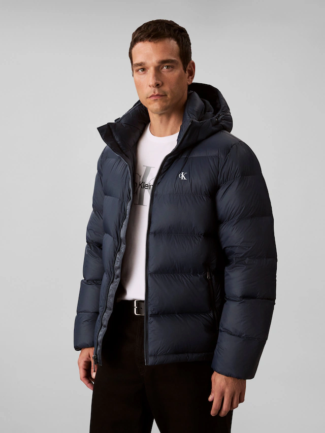 Calvin Klein Jeans Steppjacke »LS NYLN ZP OFF HD DW« mit Kapuze Kapuze, Regular Fit, warm wattiert