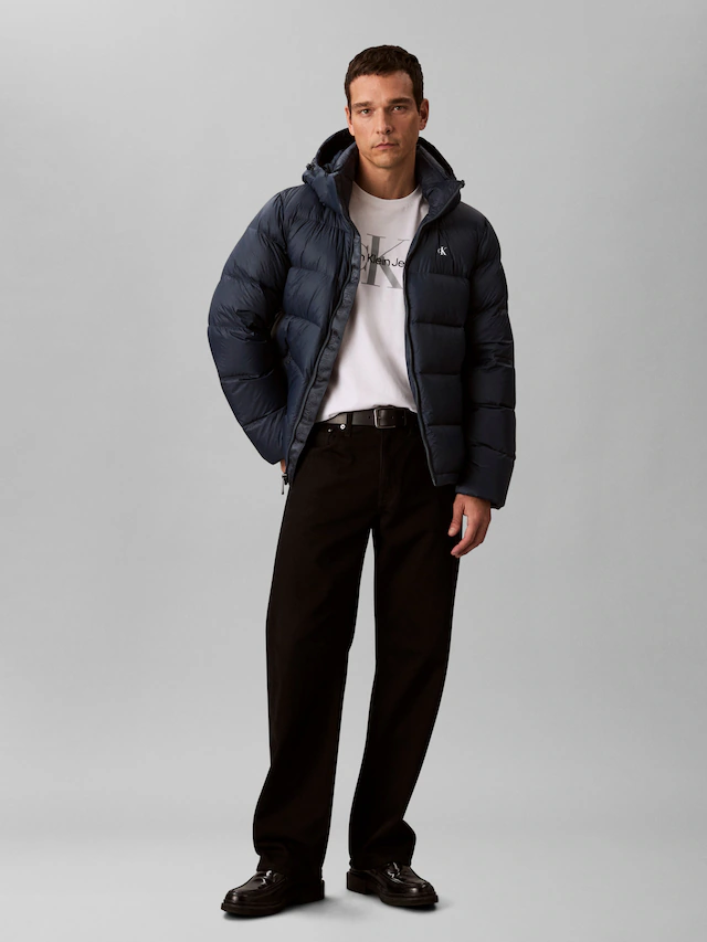 Calvin Klein Jeans Steppjacke »LS NYLN ZP OFF HD DW« mit Kapuze Kapuze, Regular Fit, warm wattiert