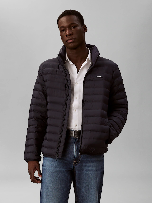 Calvin Klein Steppjacke »LS LT WT NYLN CHNNLD« ohne Kapuze Mit Rundhalsausschnitt