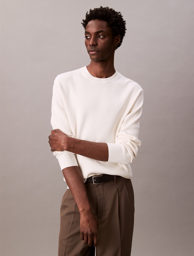 Calvin Klein Strickpullover »LS TXTR CTTN CRWNK S« Mit Rundhalsausschnitt