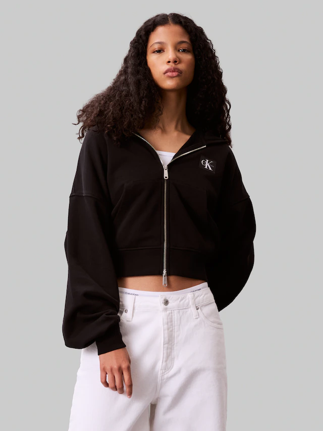 Calvin Klein Jeans Sweatjacke »A- FRNCH TRRY BDG LG« Oversized Fit, mit Kapuze, reine Baumwolle