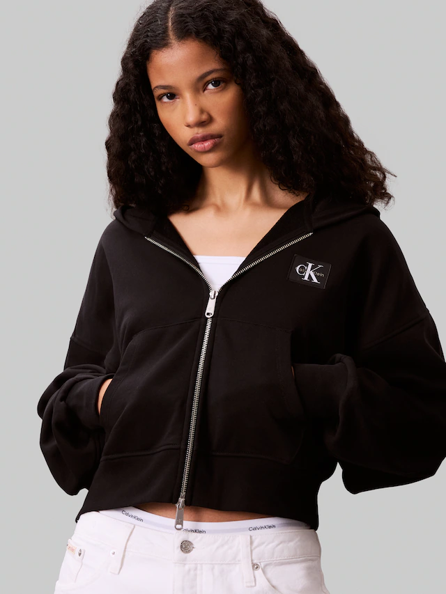 Calvin Klein Jeans Sweatjacke »A- FRNCH TRRY BDG LG« Oversized Fit, mit Kapuze, reine Baumwolle