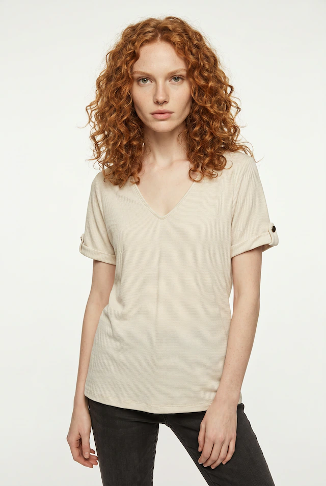Vero Moda Kurzarmshirt »VMBAILEY S/S V-NECK T-SHIRT JRS BTQ GA«