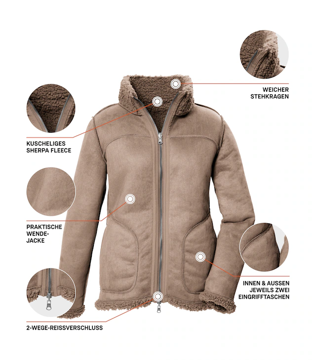 G.I.G.A. DX by killtec Wendejacke »GW 62 WMN JCKT« Wendbare Damenjacke in Wildlederoptik, warm, mit 4 Taschen