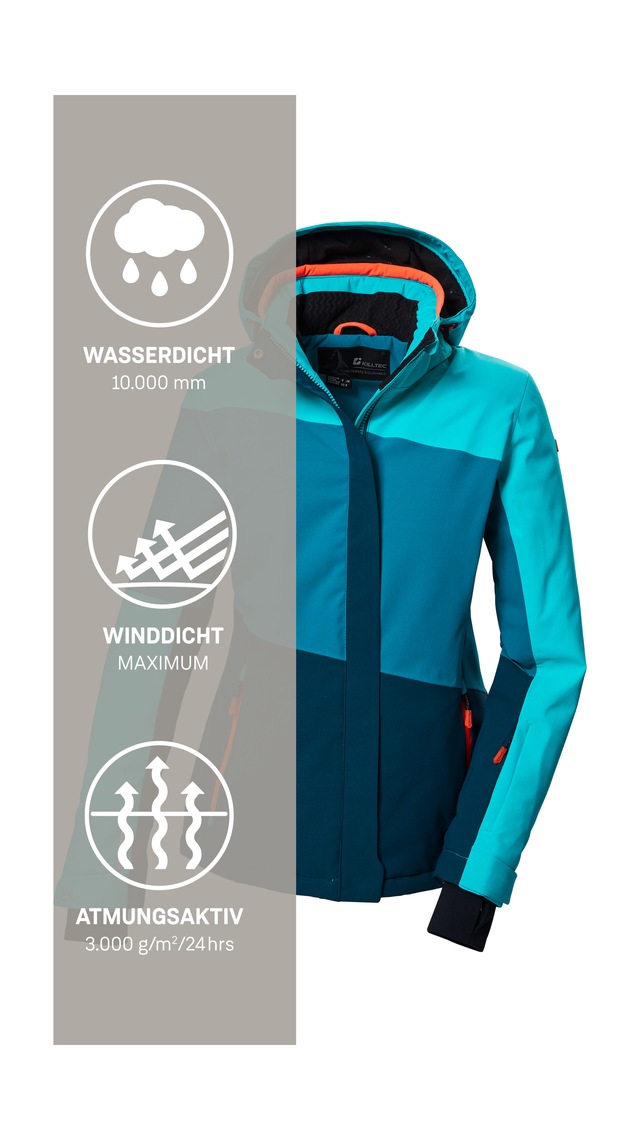 Killtec Skijacke »KSW 67 WMN SKI JCKT« Damen Skijacke: wasserdicht, atmungsaktiv, abnehmbare Kapuze