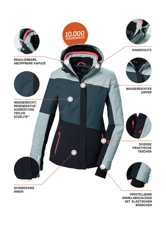 Killtec Skijacke »KSW 67 WMN SKI JCKT« Damen Skijacke: wasserdicht, atmungsaktiv, abnehmbare Kapuze