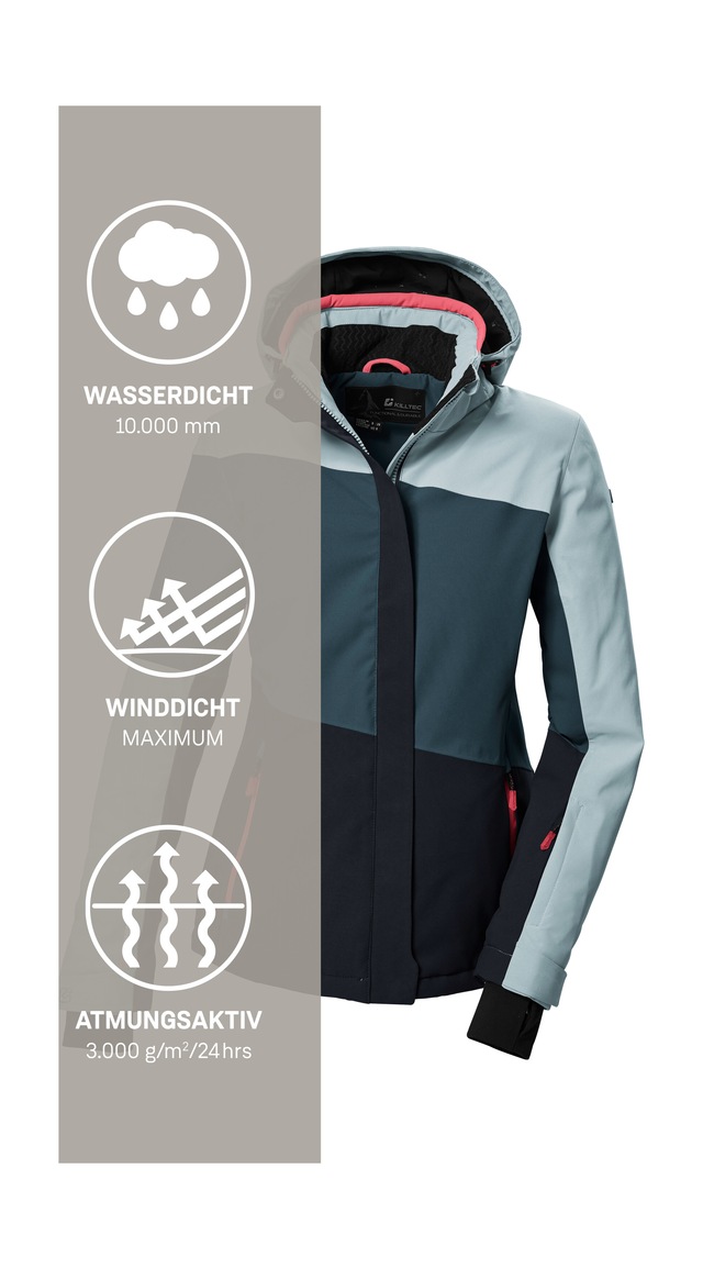 Killtec Skijacke »KSW 67 WMN SKI JCKT« Damen Skijacke: wasserdicht, atmungsaktiv, abnehmbare Kapuze