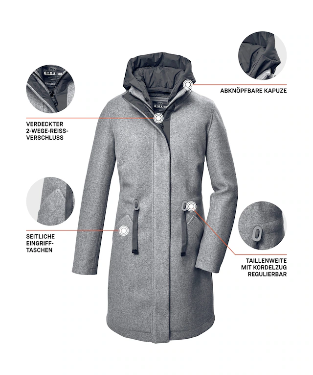 G.I.G.A. DX by killtec Parka »GW 46 WMN PRK« Vielseitiger Damen Parka, 2-Wege-Reißverschluss, abnehmbare Kapuze