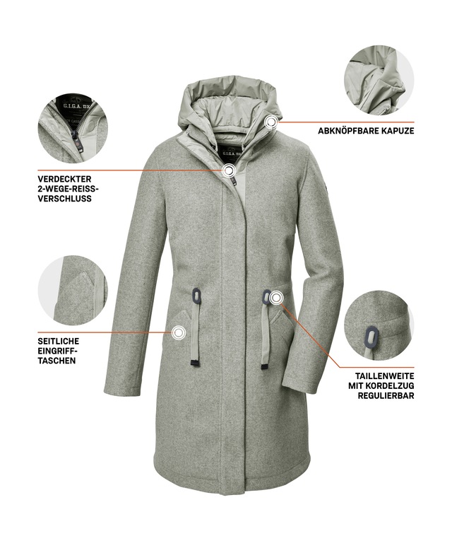 G.I.G.A. DX by killtec Parka »GW 46 WMN PRK« Vielseitiger Damen Parka, 2-Wege-Reißverschluss, abnehmbare Kapuze