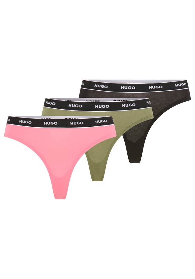 HUGO Underwear String »TRIPLET THONG STRIPE« elastischer Bund mit Logo, enganliegend