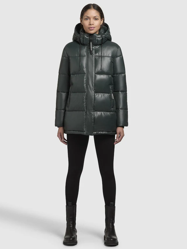 khujo Steppjacke »Word3 Satin-YM« mit Kapuze Glänzender Damen Kurzmantel