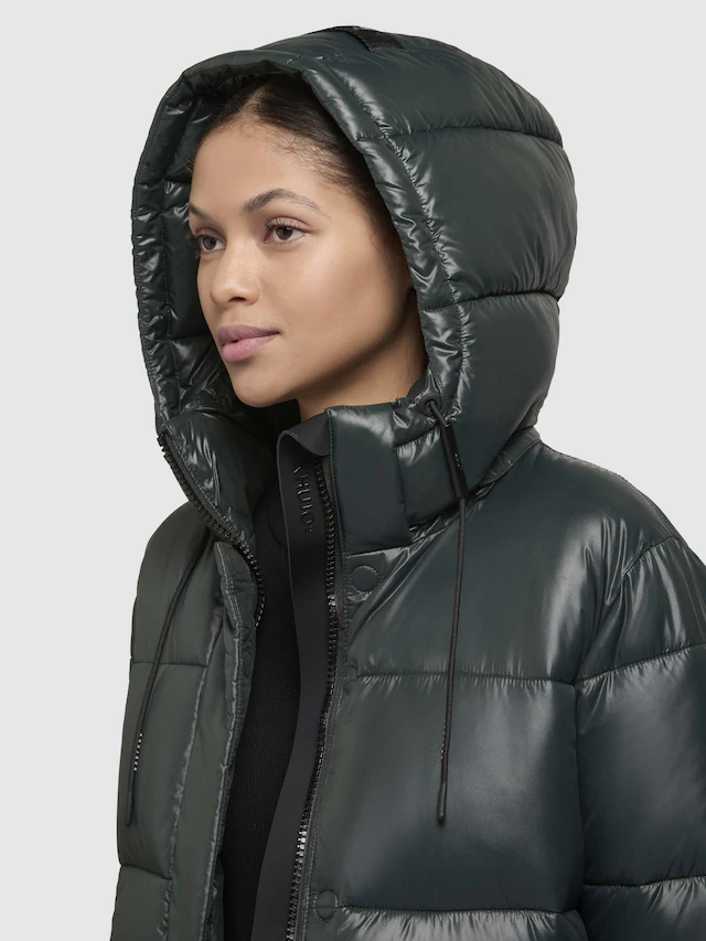 khujo Steppjacke »Word3 Satin-YM« mit Kapuze Glänzender Damen Kurzmantel