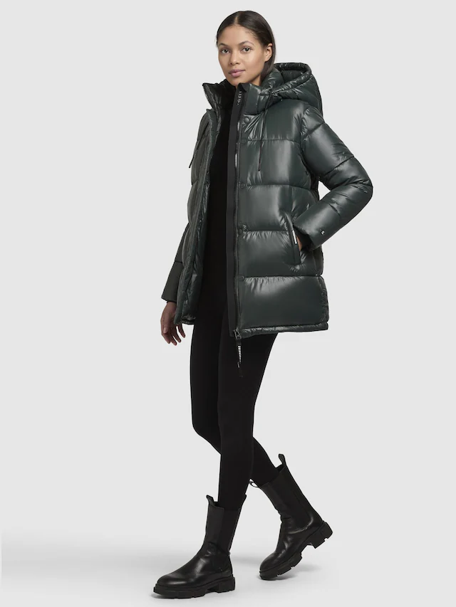 khujo Steppjacke »Word3 Satin-YM« mit Kapuze Glänzender Damen Kurzmantel