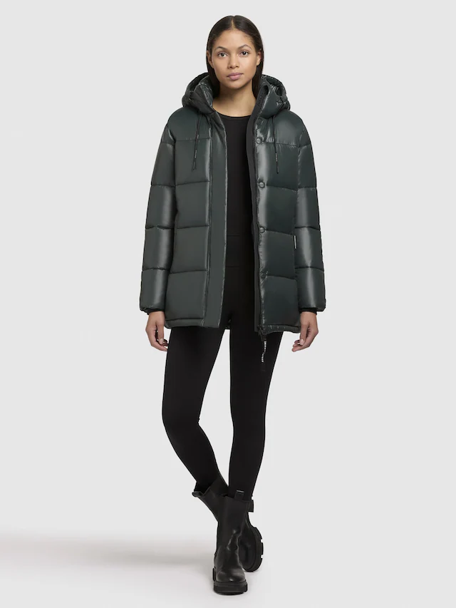 khujo Steppjacke »Word3 Satin-YM« mit Kapuze Glänzender Damen Kurzmantel