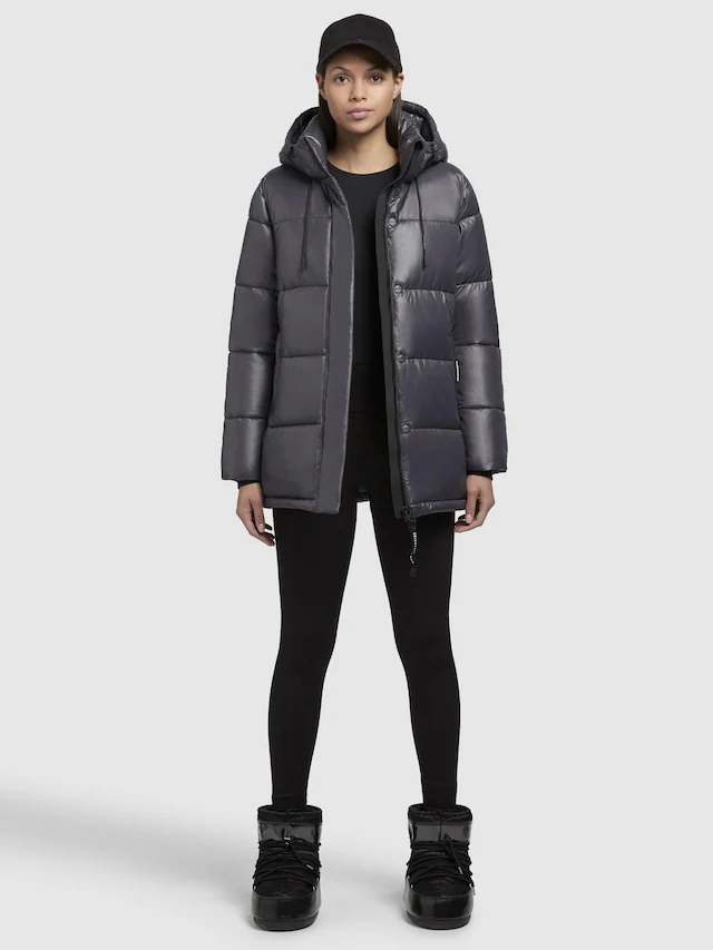 khujo Steppjacke »Word3 Satin-YM« mit Kapuze Glänzender Damen Kurzmantel