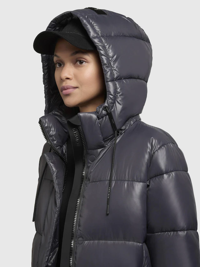 khujo Steppjacke »Word3 Satin-YM« mit Kapuze Glänzender Damen Kurzmantel