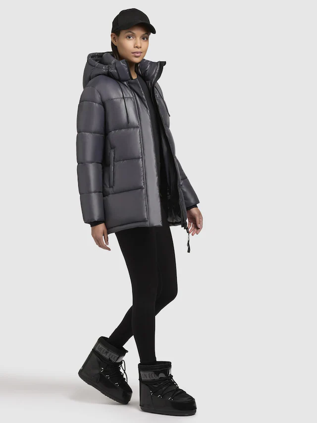 khujo Steppjacke »Word3 Satin-YM« mit Kapuze Glänzender Damen Kurzmantel