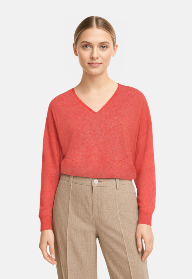 BOSS ORANGE Strickpullover »Foletta Premium Damenmode« mit Alpaka, V-Ausschnitt, Ajouré-Details