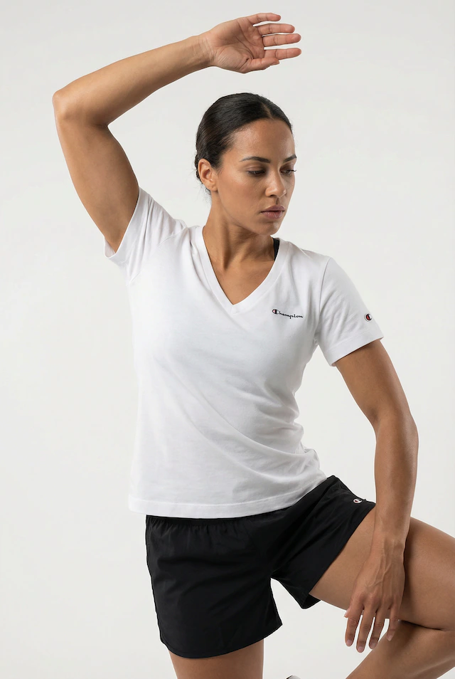 Champion T-Shirt »ICONS CONTRAST V-Neck T-Shirt« sportlicher Stil, mit Rundhalsausschnitt, Kurzarmdesign, aus Baumwolle