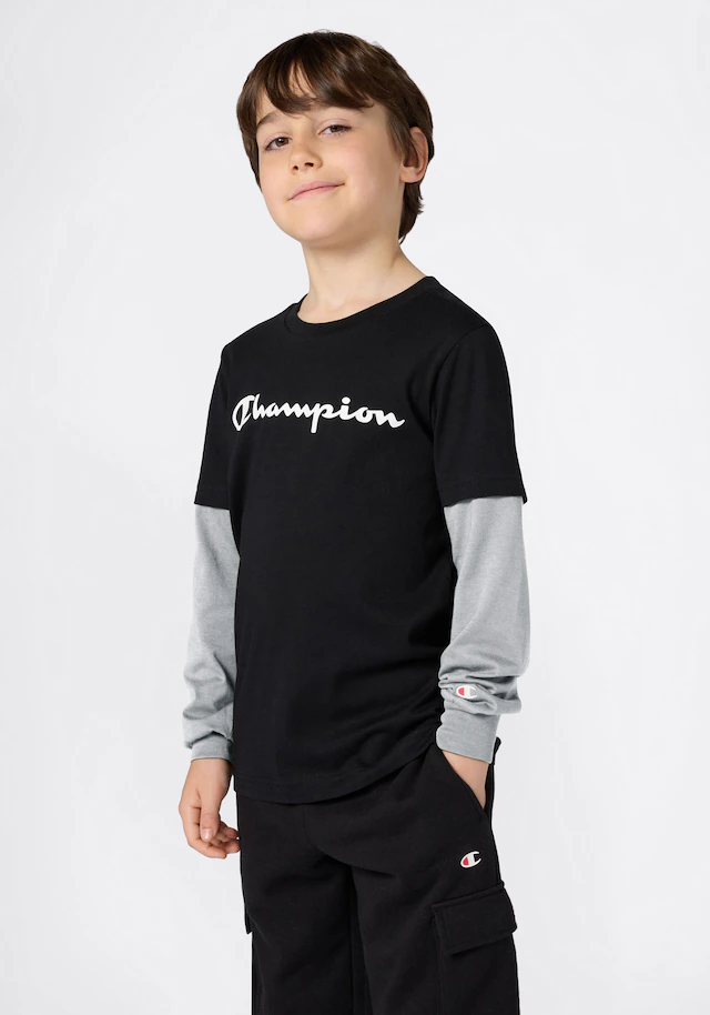 Champion Langarmshirt »SPORTWEAR LONG SLEEVE Standard Fit« für Kinder, mit Rundhalsausschnitt, aus Baumwolle, normale Länge