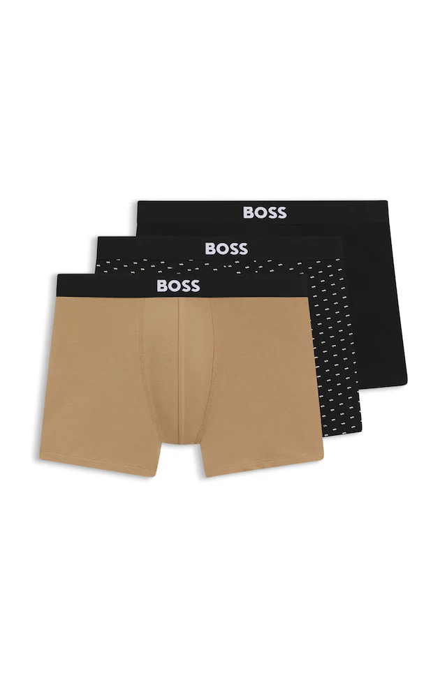 BOSS Boxershorts »Boxer Brief 3P BOSS ONE« 3 Stk. elastischer Bund mit Logo, 1x gemustert, 2x uni