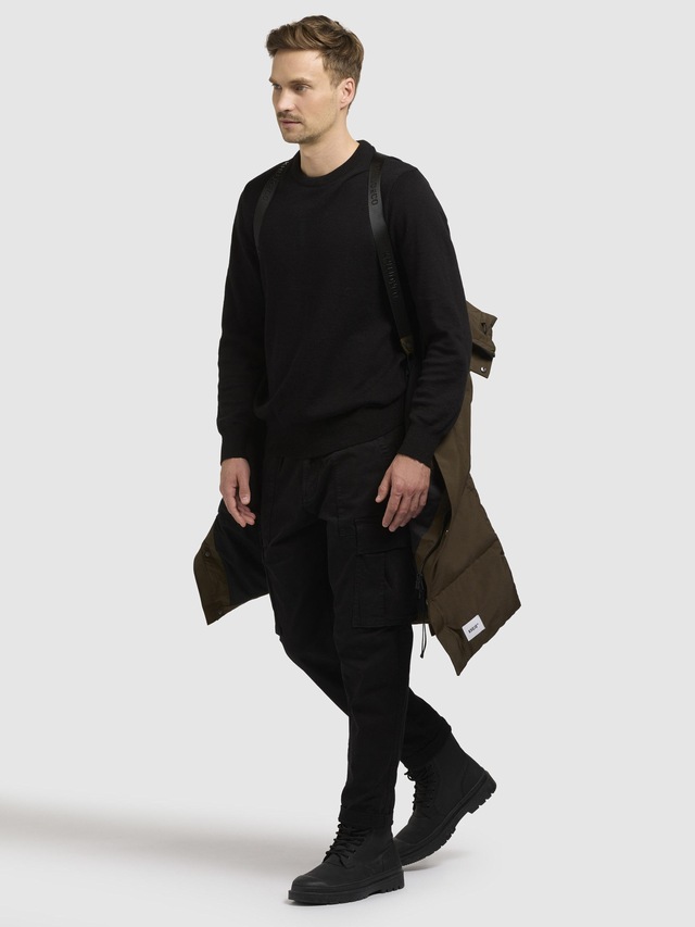 khujo Steppmantel »Morse2-YM« Urbaner Herren Mantel mit Kapuze und Rucksackgurten