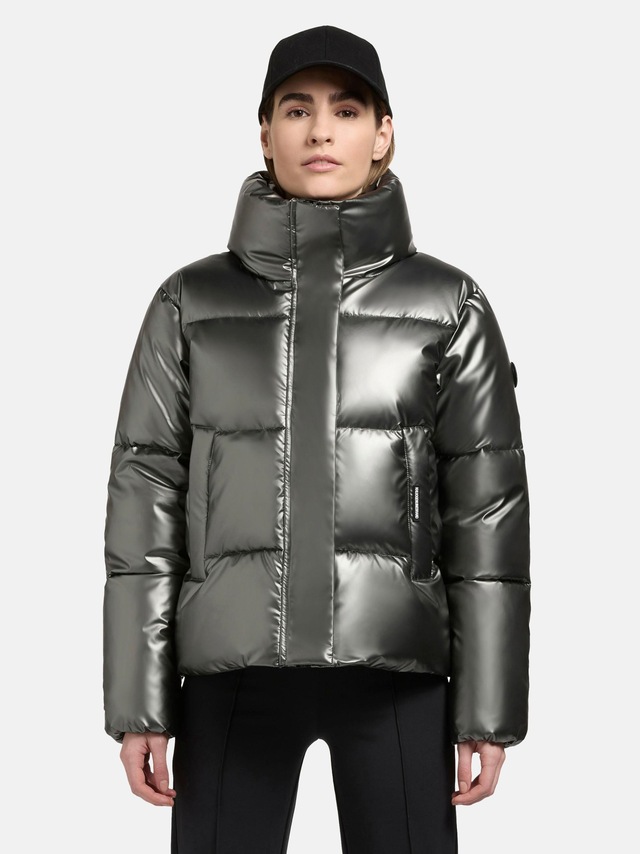 khujo Steppjacke »Rinja Shiny-YM« ohne Kapuze Glänzende kurze Winterjacke für Damen