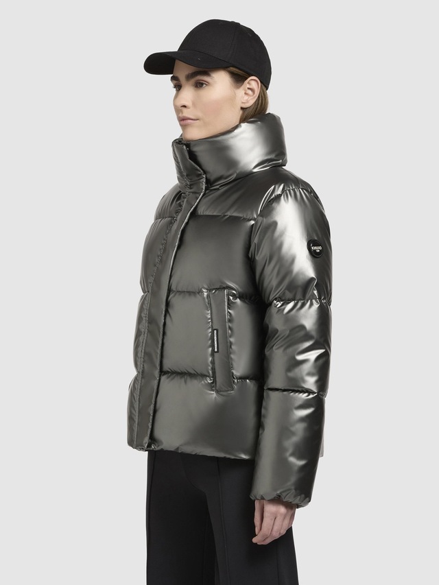 khujo Steppjacke »Rinja Shiny-YM« ohne Kapuze Glänzende kurze Winterjacke für Damen
