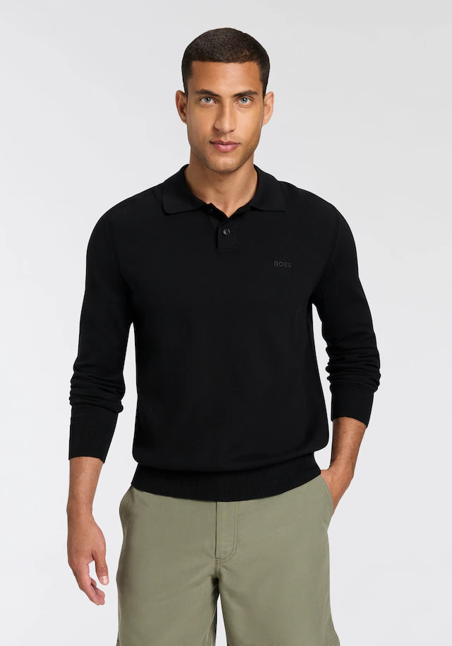 BOSS ORANGE Polokragenpullover »Asac Cotton Wool« mit Logo-Stickerei