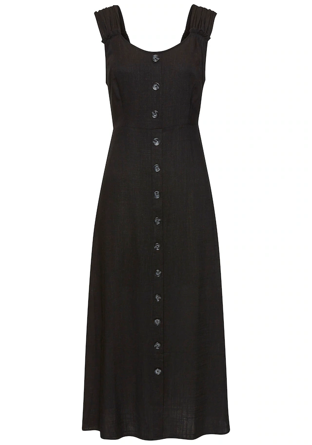 LASCANA Maxikleid »mit breiten Trägern aus Webware mit Leinenanteil« Ohne Taschen Elegantes Sommerkleid, Leinenkleid, Trägerkleid