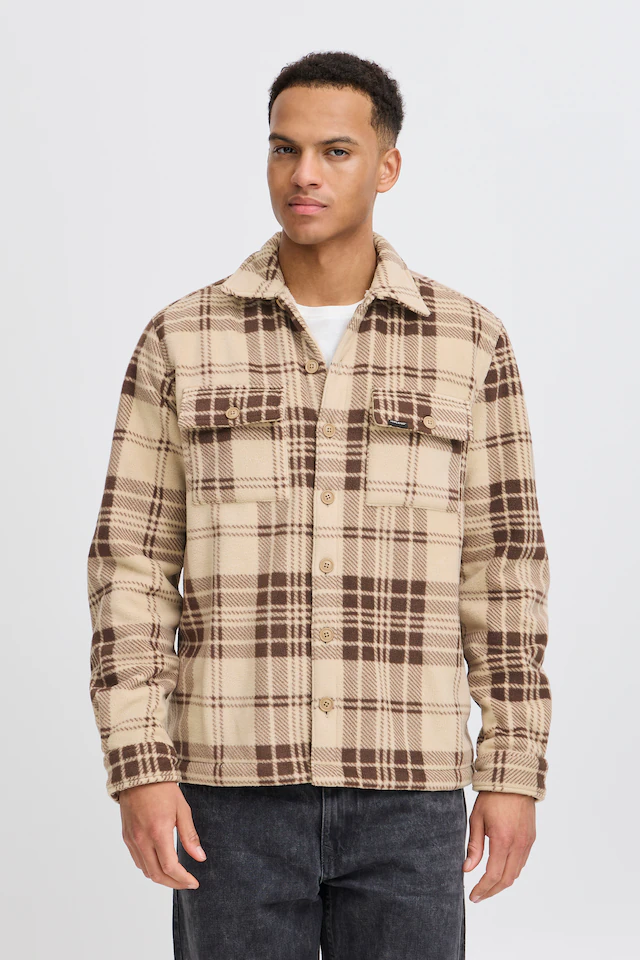 Blend Langarmhemd »BHBAKI Shirt« Regular Fit, aus Polyester, kariertes Webmaterial