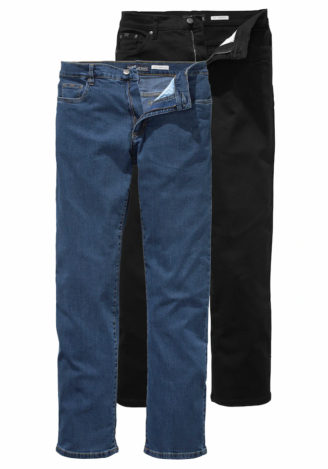 Arizona Stretch-Jeans »John« Packung, 2 Stk. gerade Beinform, niedrige Leibhöhe, mit Five-Pocket-Konfiguration