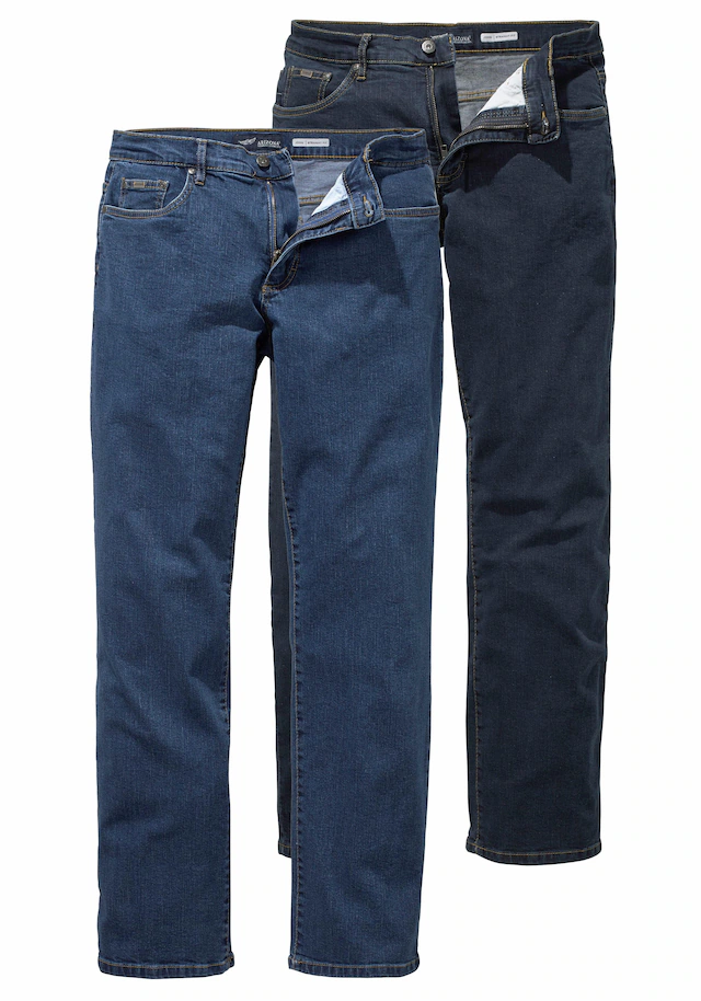 Arizona Stretch-Jeans »John« Packung, 2 Stk. gerade Beinform, niedrige Leibhöhe, mit Five-Pocket-Konfiguration