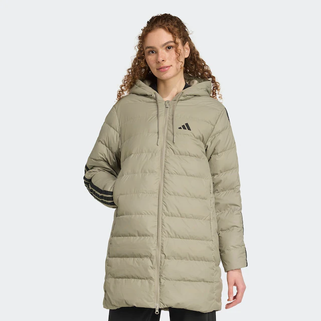 adidas Sportswear Daunenjacke »ESSENTIALS CLIMAWARM 3-STREIFEN LIGHT DAUNENPARKA MIT KAPUZE« für Erwachsene, mit wärmender Wattierung aus Entendaune und Federn
