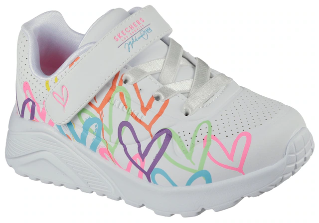 Skechers Sneaker »UNO LITE« Klettschuh mit bunten Herzen, Größenschablone zum Download