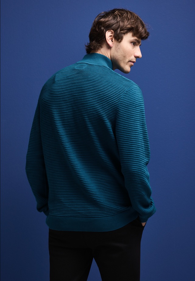 STREET ONE MEN Stehkragenpullover aus reiner Baumwolle
