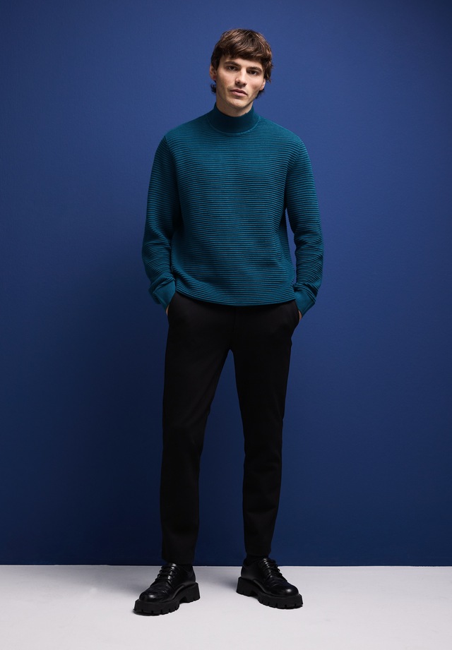 STREET ONE MEN Stehkragenpullover aus reiner Baumwolle