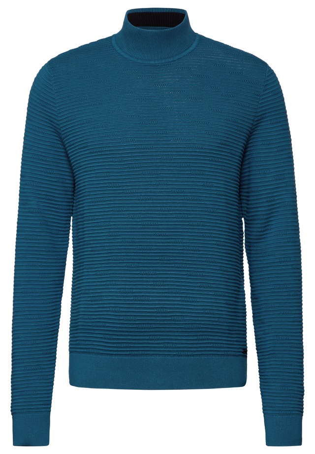 STREET ONE MEN Stehkragenpullover aus reiner Baumwolle