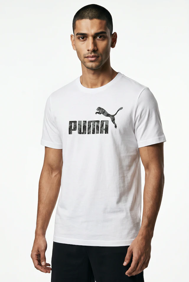 PUMA T-Shirt »ESS CAMO TEE« gerade Passform, Kurzarm, für Alltag und Freizeit