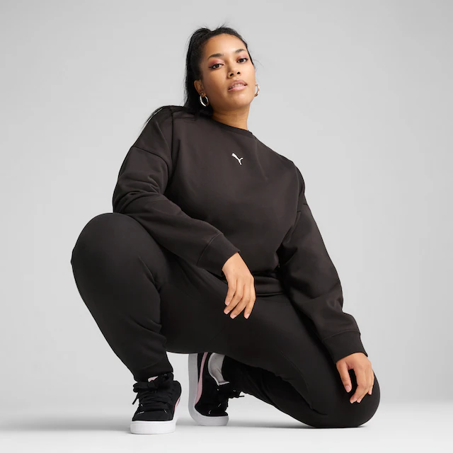 PUMA Langarmshirt »ESS OVERSIZED CREW FL« Oversize-Passform, Rundhalsausschnitt, gerippte Bündchen und Saum