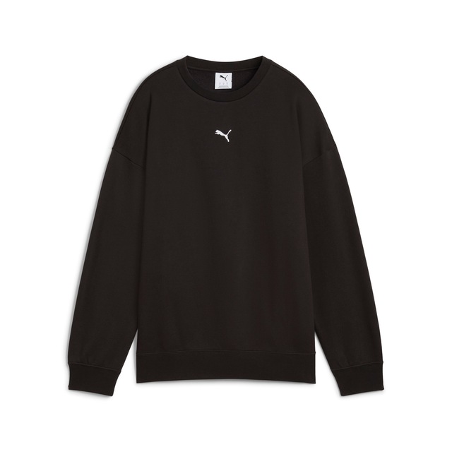 PUMA Langarmshirt »ESS OVERSIZED CREW FL« Oversize-Passform, Rundhalsausschnitt, gerippte Bündchen und Saum